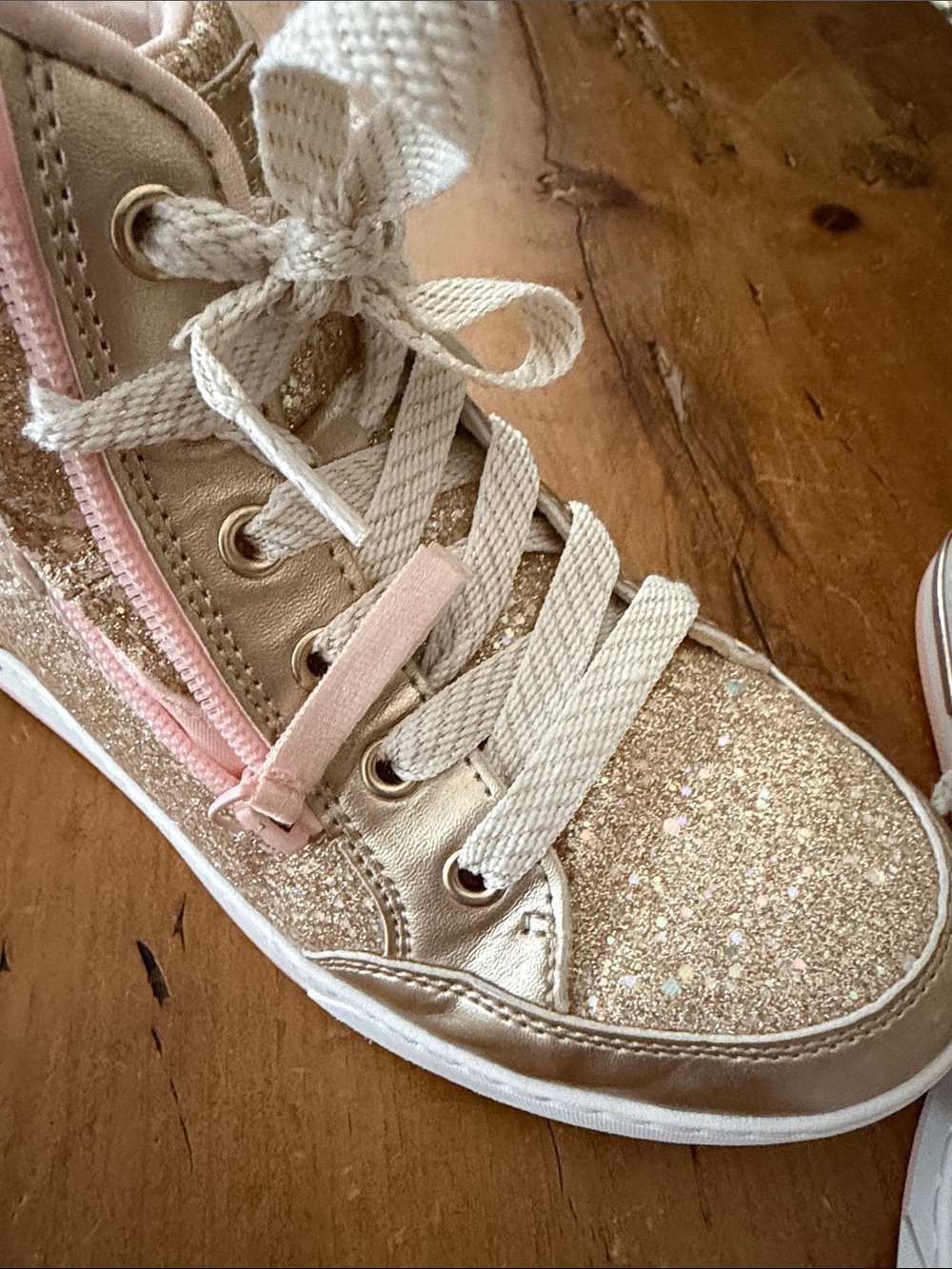 Skechers Girls Hip Hop Glitter High-Top Sneakers Gold/Pink Big Girls Size 5.5
